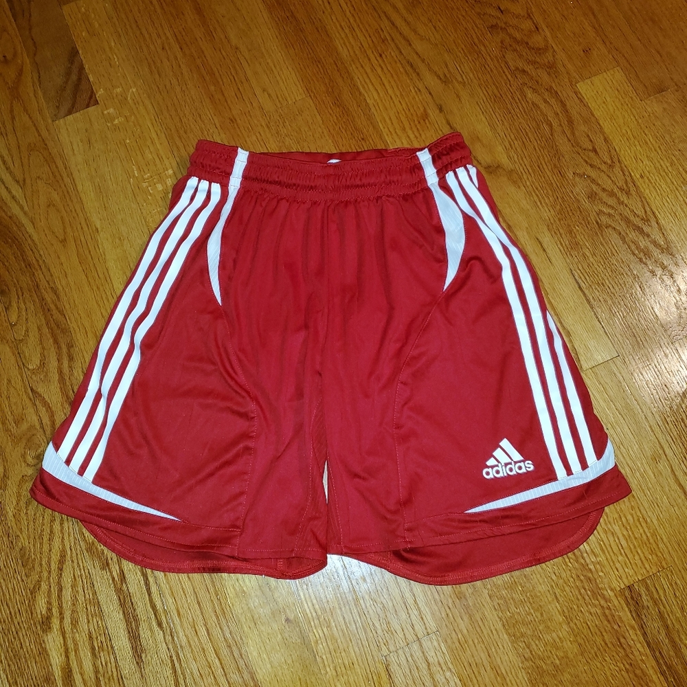 ADIDAS Boys Size Medium Red Athletic Shorts